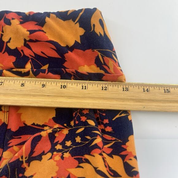 Lularoe Leggings Women One Size OS 2-10 Navy Blue Orange Floral Stretchy Comfort - Picture 8 of 10